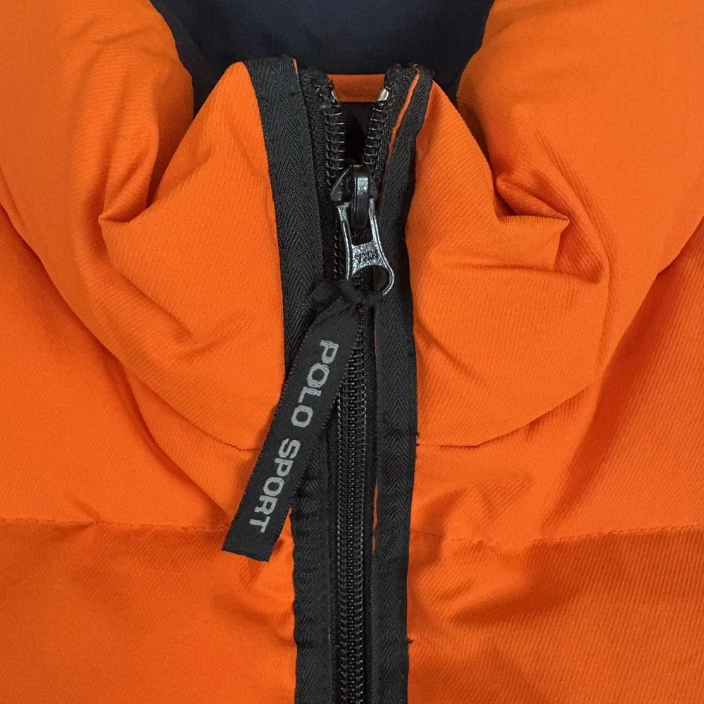 Polo Sport Ralph Lauren Vest Mens L Orange Down Puffer Insulated Full Zip